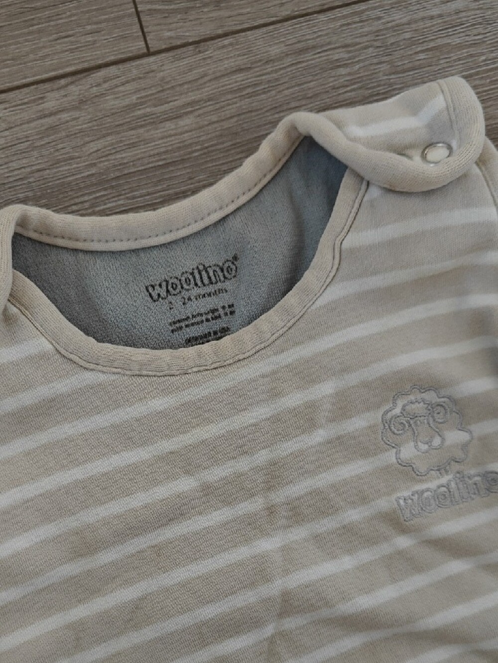 Woolino 24m Beige And White Striped Baby Sleep Sack All Season - Picture 2 of 11